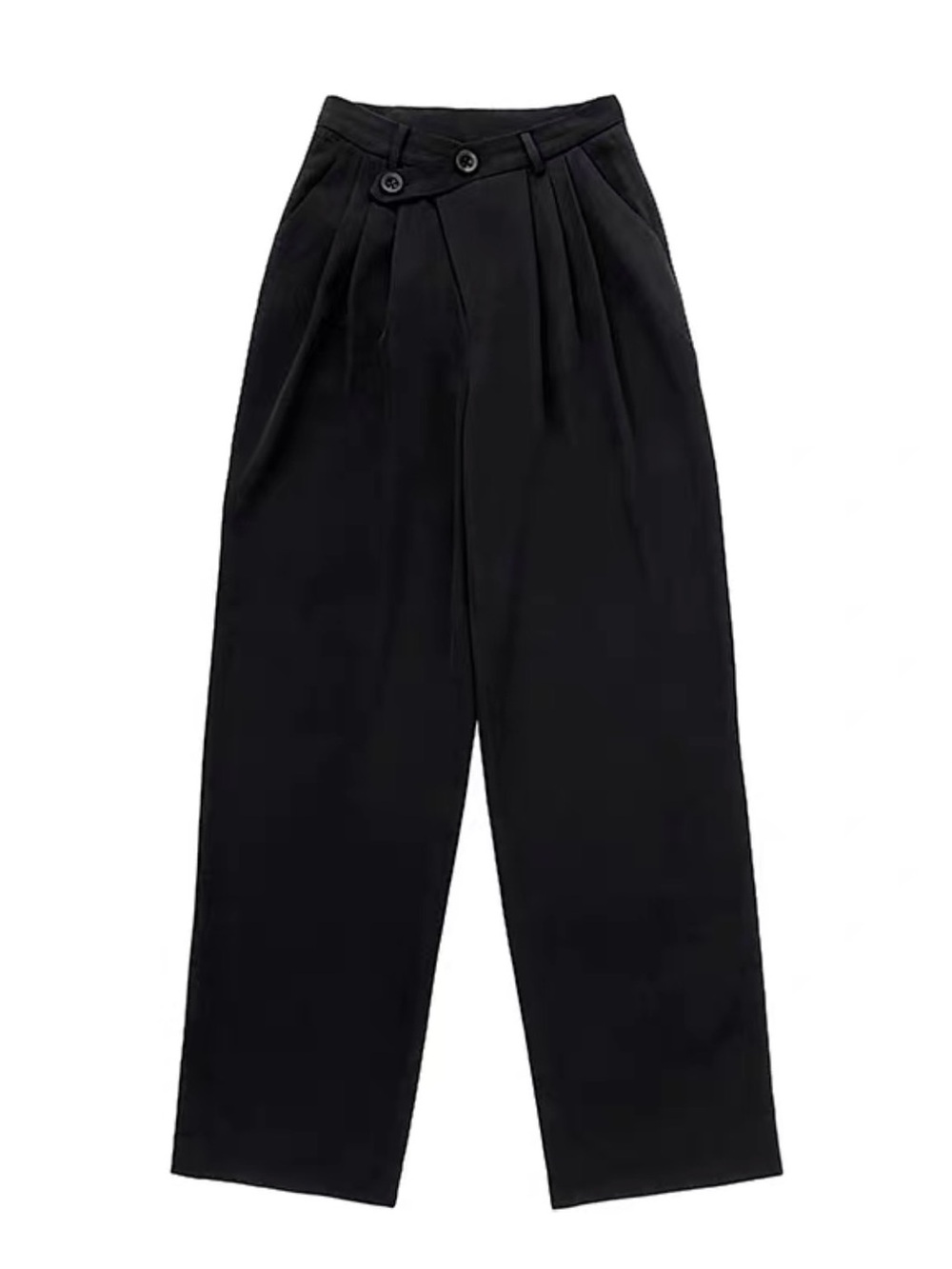 High-Waisted Asymmetrical Draped Straight-Leg Wide-Leg Pants S